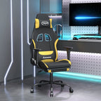 vidaXL Adjustable Gaming Chair with Footrest and High Backrest - Black and Yellow Polyester Fabric, Modern Office and Home Seating Solution