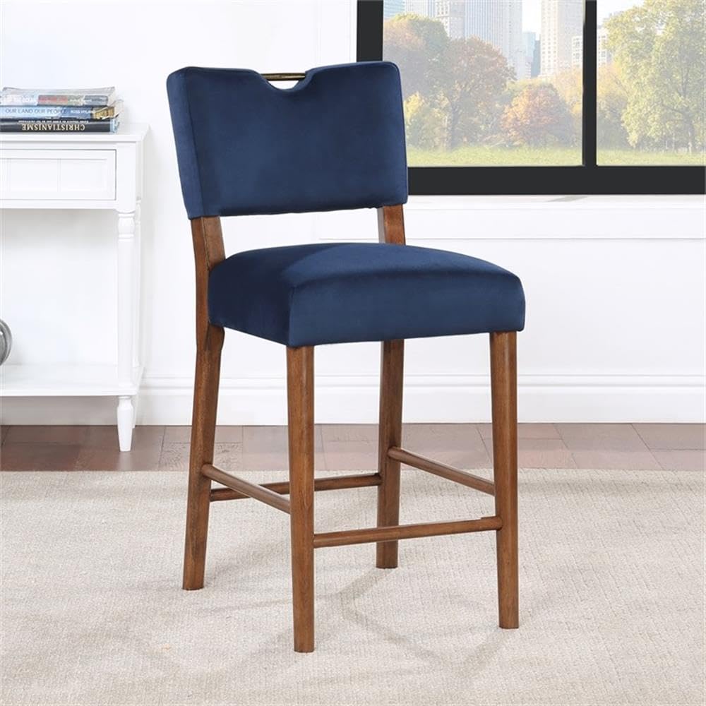 Comfort Pointe Bonito Navy Blue Polyester Velvet Counter Height Bar Stool