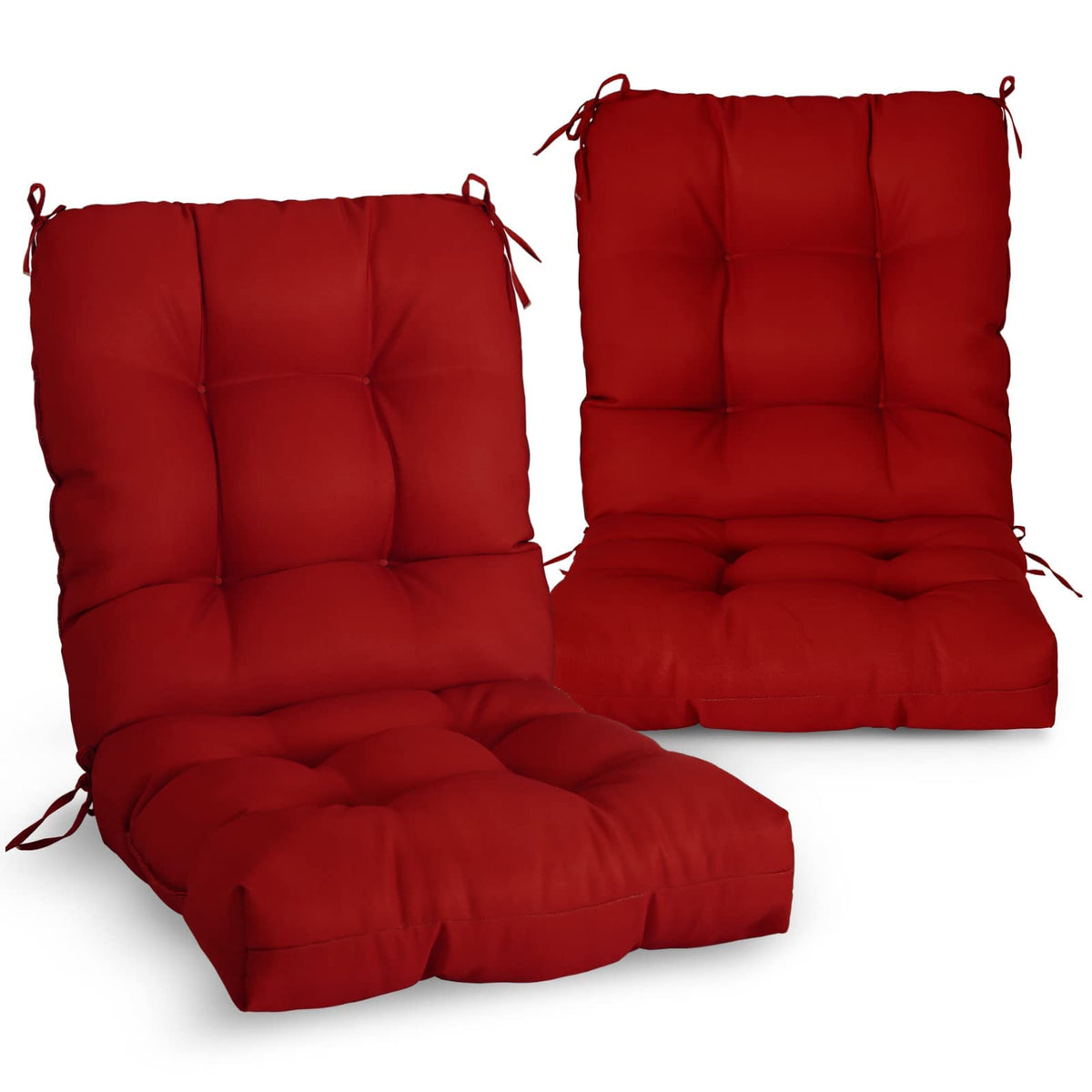 Eagle Peak Tufted Outdoor/Indoor Seat/Back Chair Cushions, Set Of 2, 42' X 21', Red