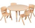 Flash Furniture Emmy 33' Round Natural Plastic Height Adjustable Activity Table Set With 4 Chairs