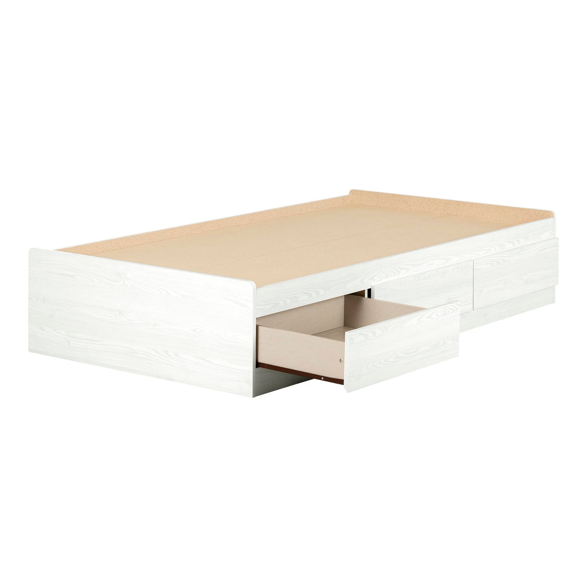 South Shore Hazen Mates Bed With 3 Drawers, Twin, White Pine