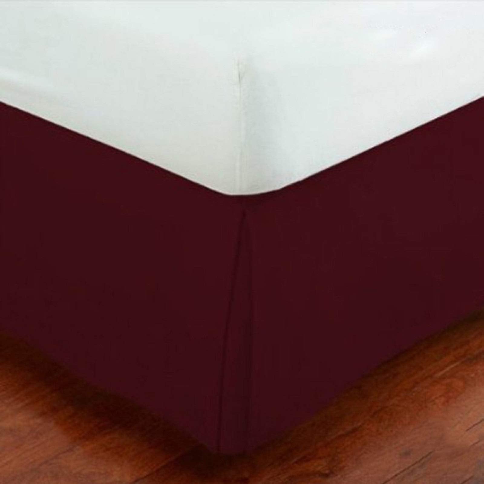Full Size Luxury Tailored Bed Skirt 14' Drop Pleated Styling Dust Ruffled Solid Burgundy New