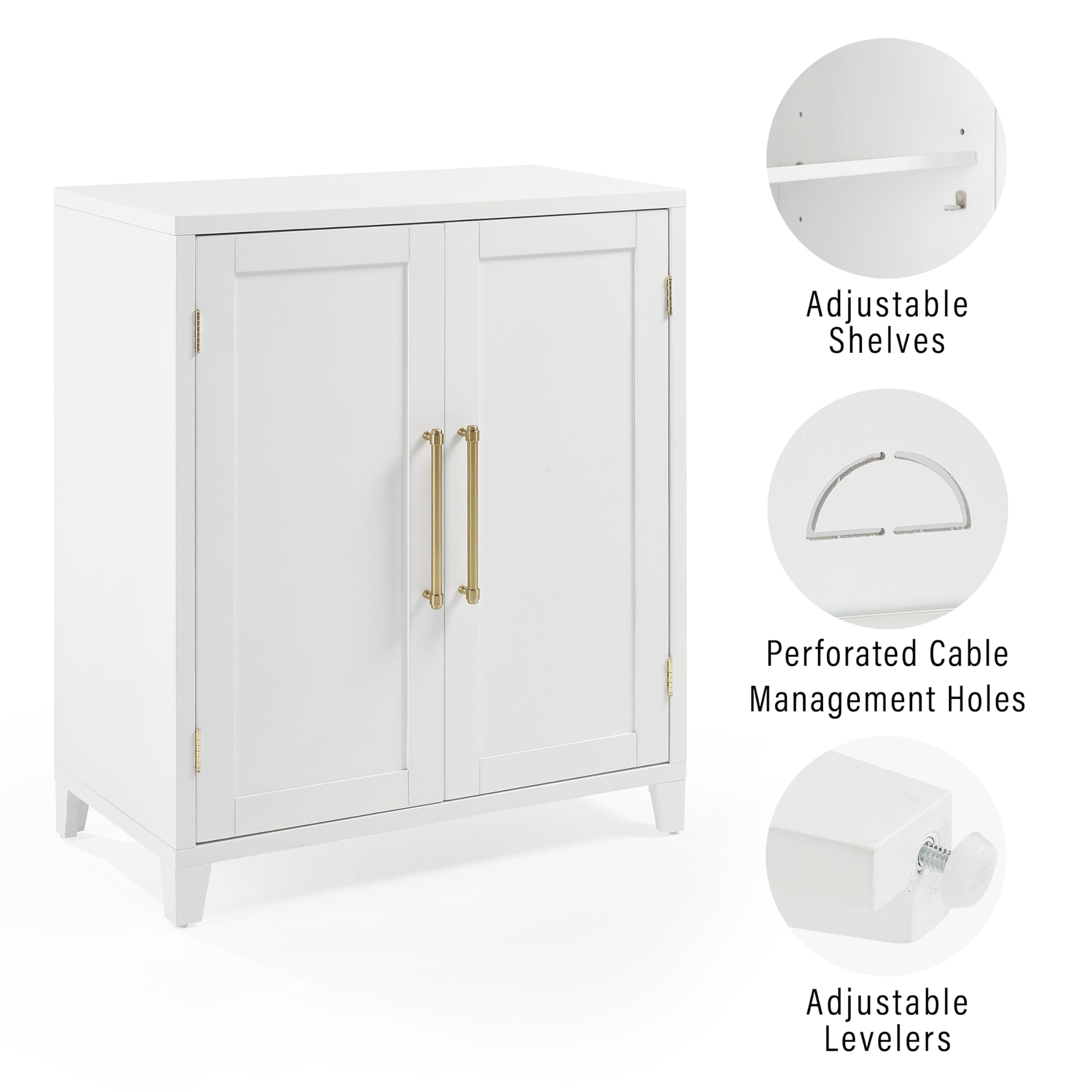 Crosley Furniture Roarke Stackable Kitchen Pantry Storage Cabinet with Doors and Shelves, Accents Cabinets, White