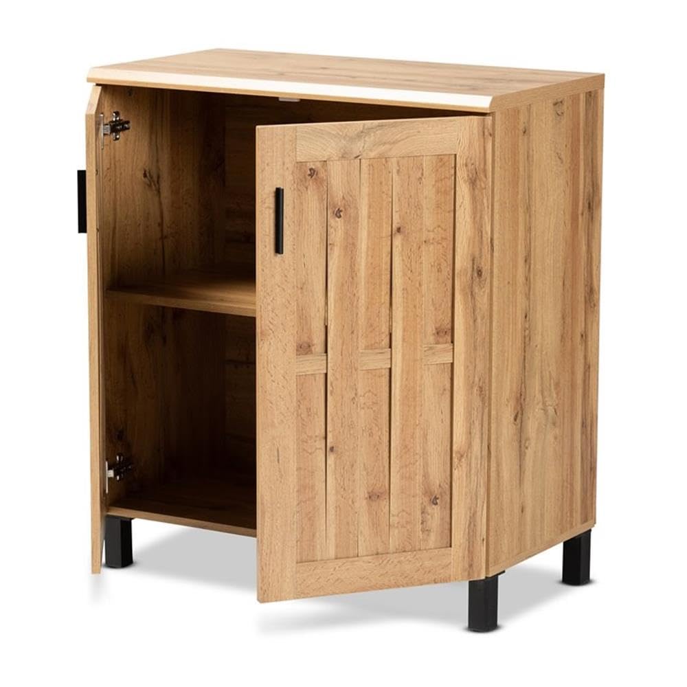 Baxton Studio Patterson Modern and Contemporary Oak Brown Finished Wood 2-Door Kitchen Storage Cabinet