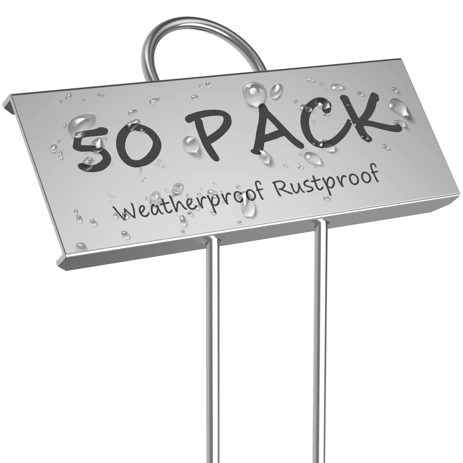 Startostar 50-Pack Metal Plant Labels Weatherproof Garden Markers,Height 10.6', Label Area 3.5'X 1.2' Reusable Nursery Tags F