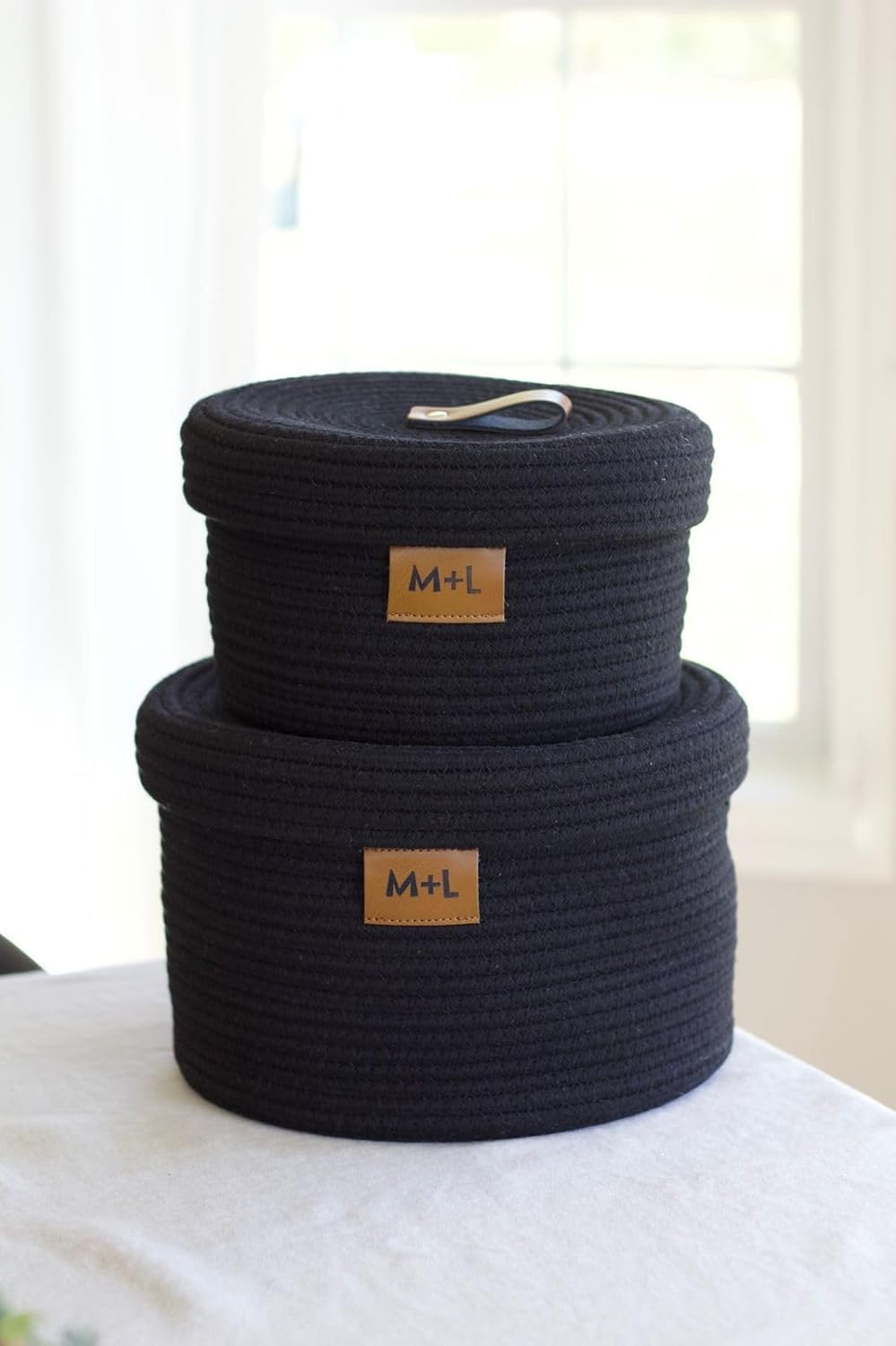Bhagwati Enterprises Boho Round Mini Rope Storage Jute Woven Shelf Basket Hamper Baby Nursery Tray Bucket Organizer Gifts Set Of