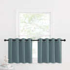 Nicetown Blackout Tiers Short Curtains For Bathroom Window 2 Panels Grommet Thermal Insulated Cafe Curtain For Kitchen/Nursery/Basement Small Windows, 26' Wide By 36' Long, Greyish Blue