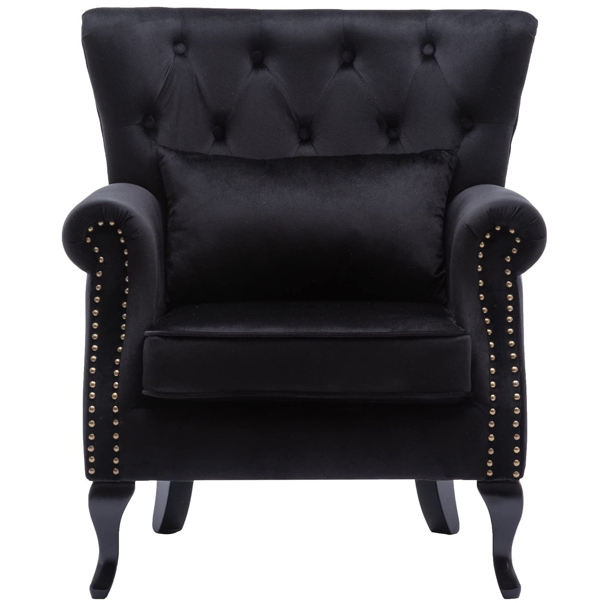 Dm Furniture Mid Century Accent Chair Modern Button Tufted Armchair Club Chair Velvet Wingback Single Sofa Lounge Chair With Pil