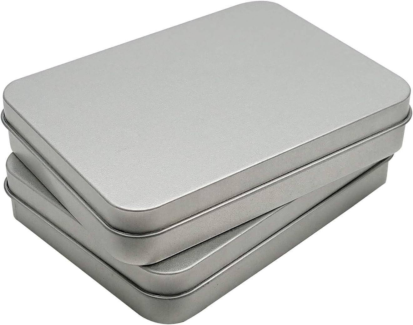 Hulless 2 Pcs Metal Box Kit - Silver Hinged Portable Storage Boxes, 4.5x3.3x0.9 Inch, Ideal for Organizing and Storing Items