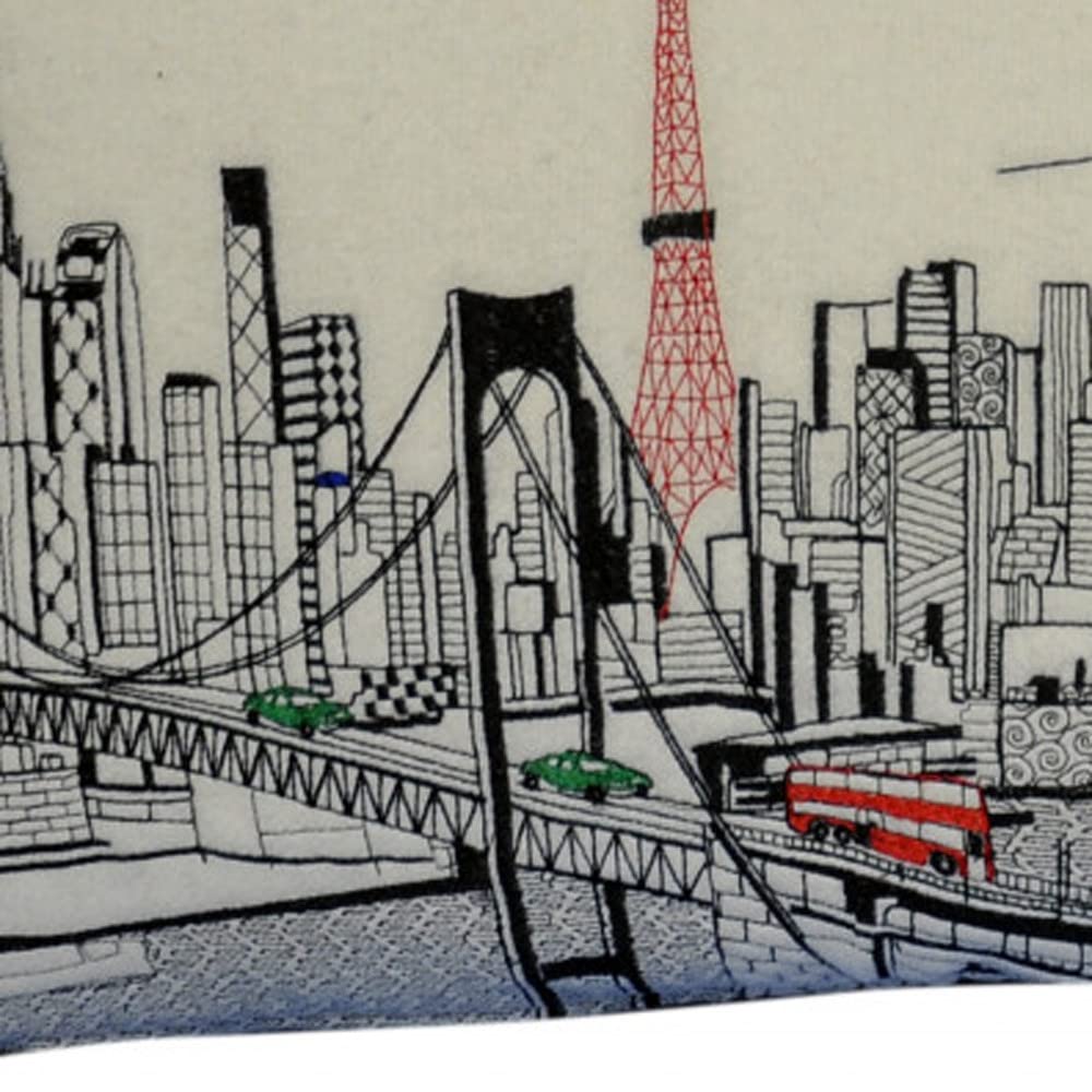 HomeRoots Cream 24' White Tokyo Daylight Skyline Lumbar Decorative Pillow