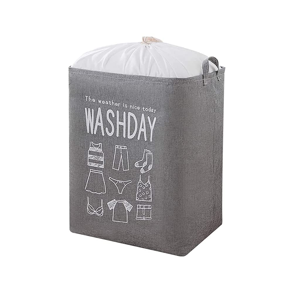Trendegic 75L Foldable and Collapsible Laundry Storage Washing Bin Dirty Clothes Basket Large Hamper Basket with Carry Handle an