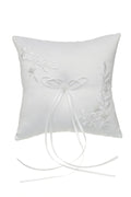 SAMKY Venus Jewelry Pearl Embroided Flower Leaves Wedding Ring Bearer Pillow 7 Inch x 7 Inch - White RP010W