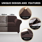 Princedeco 4 Pieces Couch Covers Extra Large Couch Covers For 3 Cushion Sofa Width Up To 105 Inch Thick Soft Furniture Slipcovers With 3 Individual Large Cushion Covers(X-Large,Oatmeal)