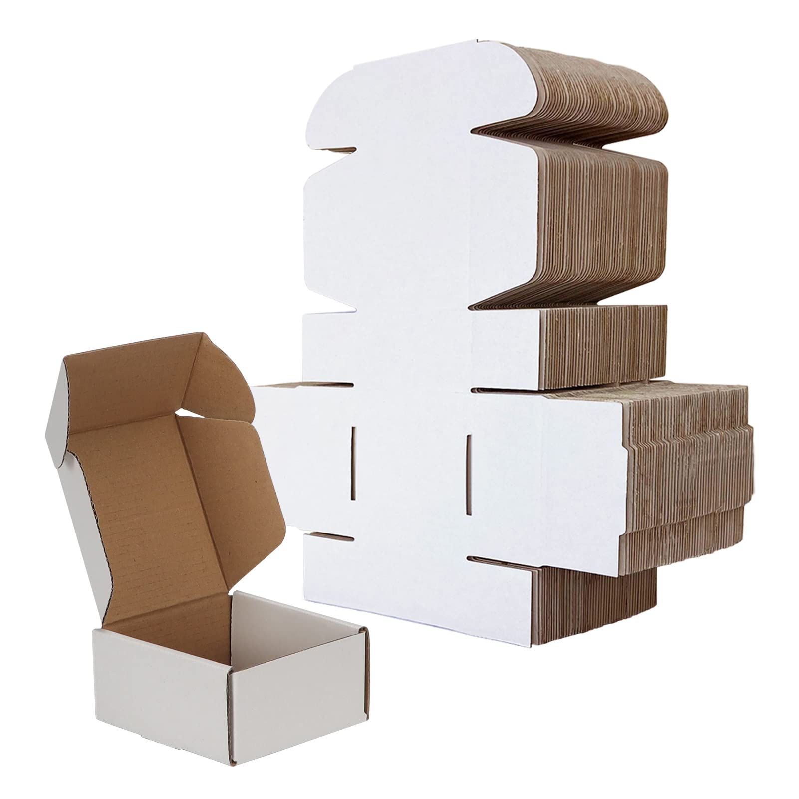Rlavbl 4X4X2 Shipping Boxes Set Of 100, White Small Corrugated Cardboard Box, Mailer Box