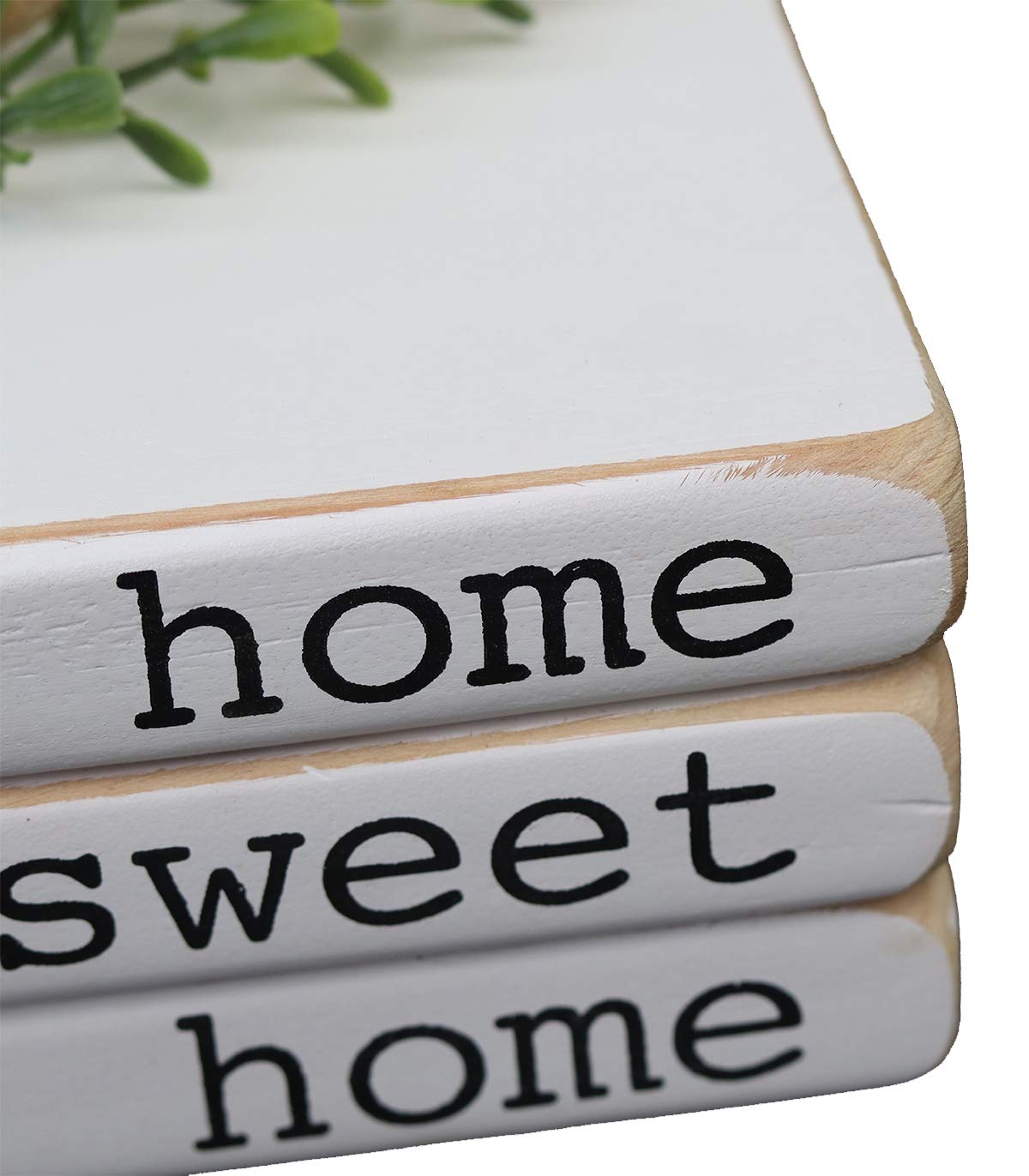 Parisloft Small Wooden Book Stack,Decorative Faux Book Wood Decor,Farmhouse Whitewashed Wooden Sign With Quotes-Home Sweet Home