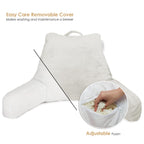 Nestl Reading Pillow Standard Bed Pillow, Back Pillow For Sitting In Bed Shredded Memory Foam Chair Pillow, Reading & Bed Rest Pillows White Back Pillow For Bed, Bed Chair Arm Pillow With Pockets