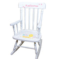 My Bambino Girls Personalized White Wood Rocking Chair Toddler Baby Gift (You are My Sunshine)