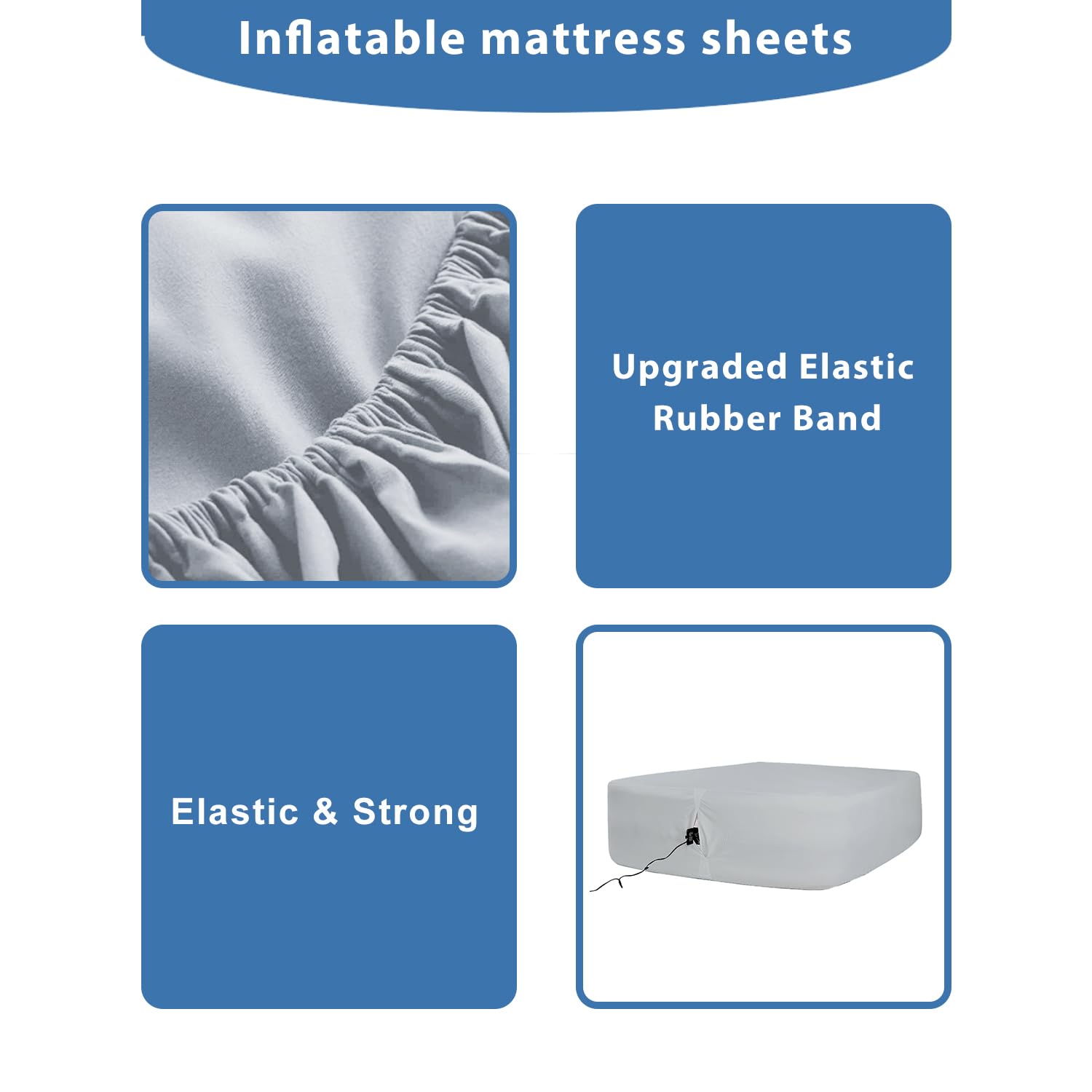 Bedecor Air Bed Sheets For Mattress Cover Removable Bed And Elastic Band Super Soft And Breathable & Deep Up To 21'' Light Gray