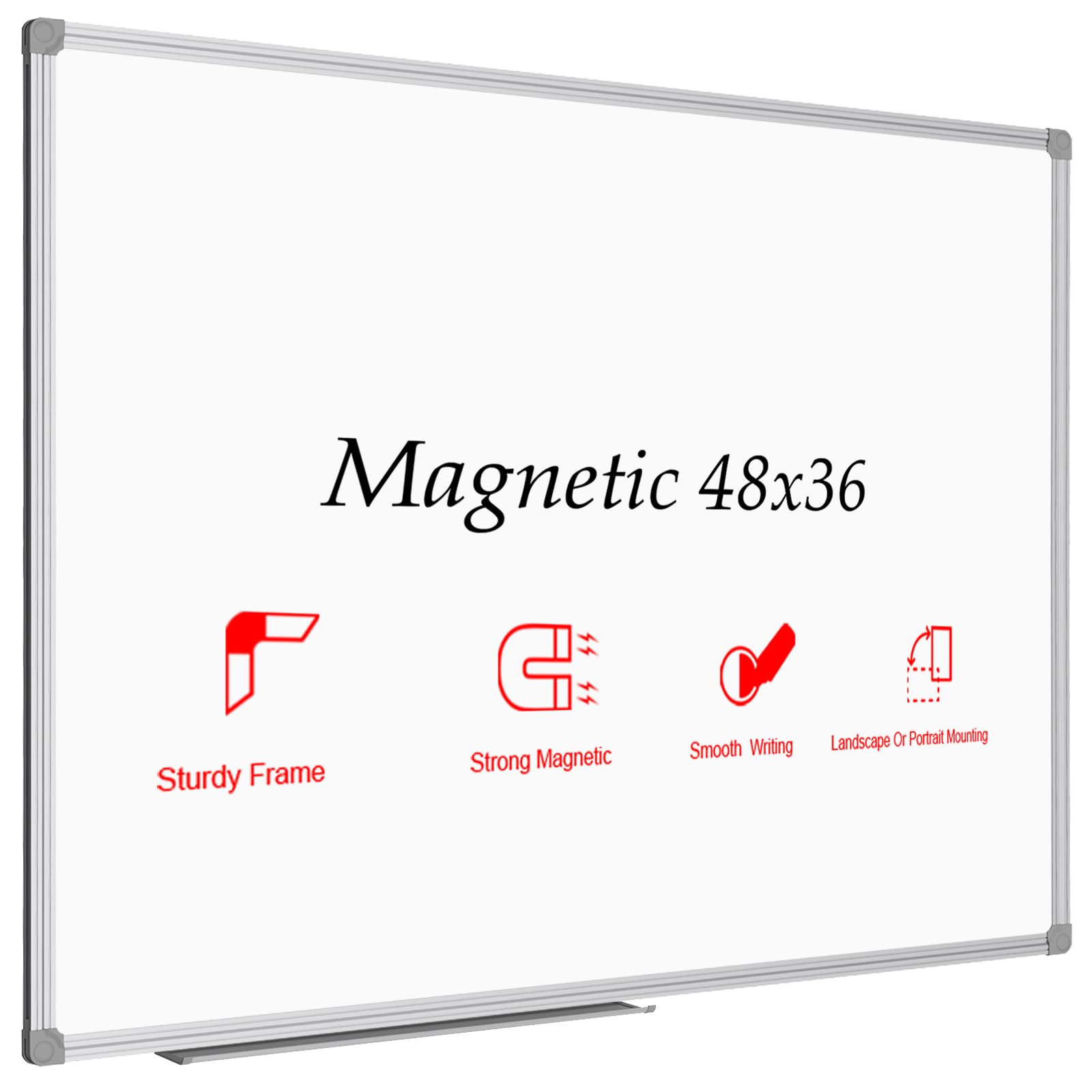 Jiloffice Magnetic Dry Erase Board/Whiteboard, White Board 48 X 36 Inch, Silver Aluminum Frame Wall Mounted Board For Office Hom