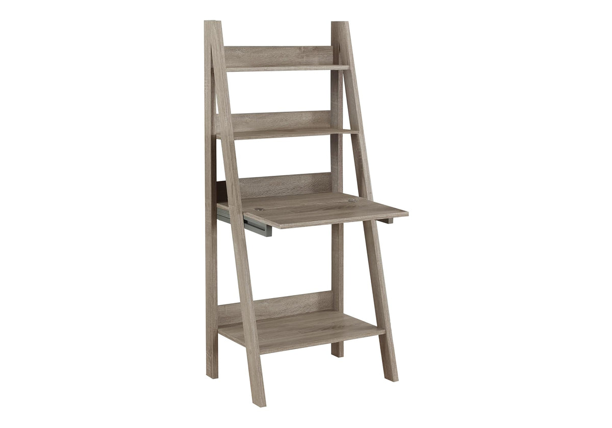 Monarch Specialties Ladder Desk-Bookcase-Wall Bookshelf-Stand Shelf, 61' H, Dark Taupe