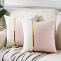 Fancy Homi 2 Packs Decorative Throw Pillow Covers 18X18 Inch For Living Room Couch Bedroom, Blush Pink And White Velvet Patchwor