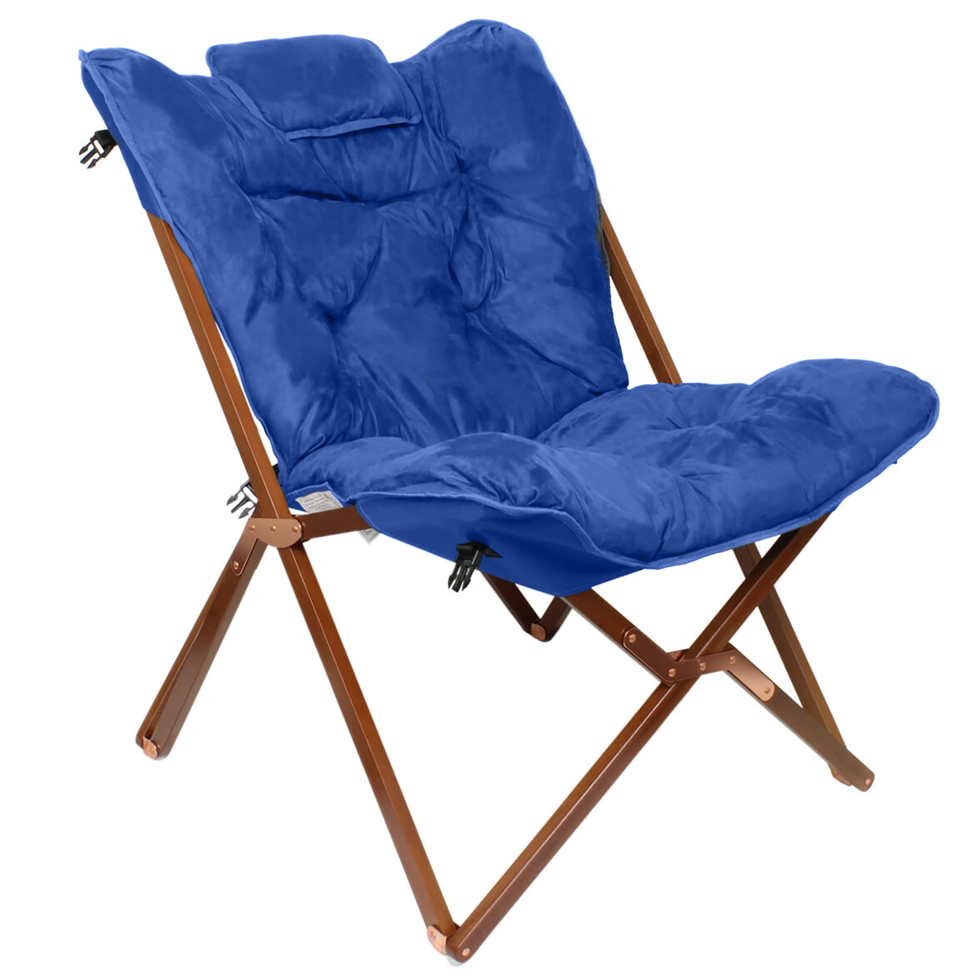 Zenithen Indoor Portable Wood Butterfly Folding Accent Chair, Perfect For Reading, Studying, Gaming, Suitable For Dorm Rooms, Bedrooms, And Living Rooms, Blue (Pack Of 1)
