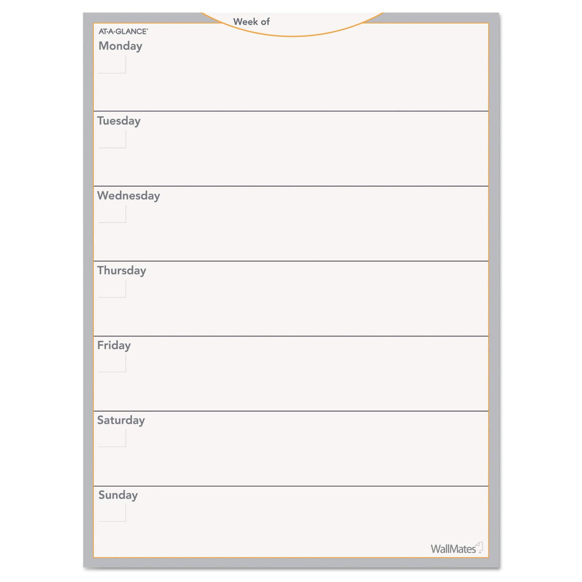 Wallmates Self-Adhesive Dry Erase Weekly Planning Surface, White, 18' X 24'
