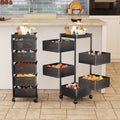 Nexanest Multipurpose Kitchen Storage Trolley With Wheels, 5 Tier Rolling Utility Cart, Metal Fruit & Vegetable Basket Organizer