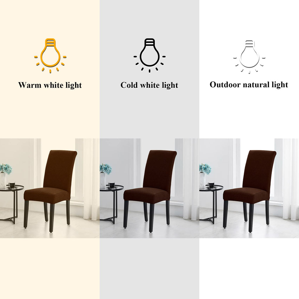 Joccun Chair Covers For Dining Room Set Of 6,Water Repellent Dining Chair Slipcovers Stretch Dining Room Chair Covers Seat Protector,Washable Parsons Chair Cover For Home,Hotel(Chocolate,6 Pack)
