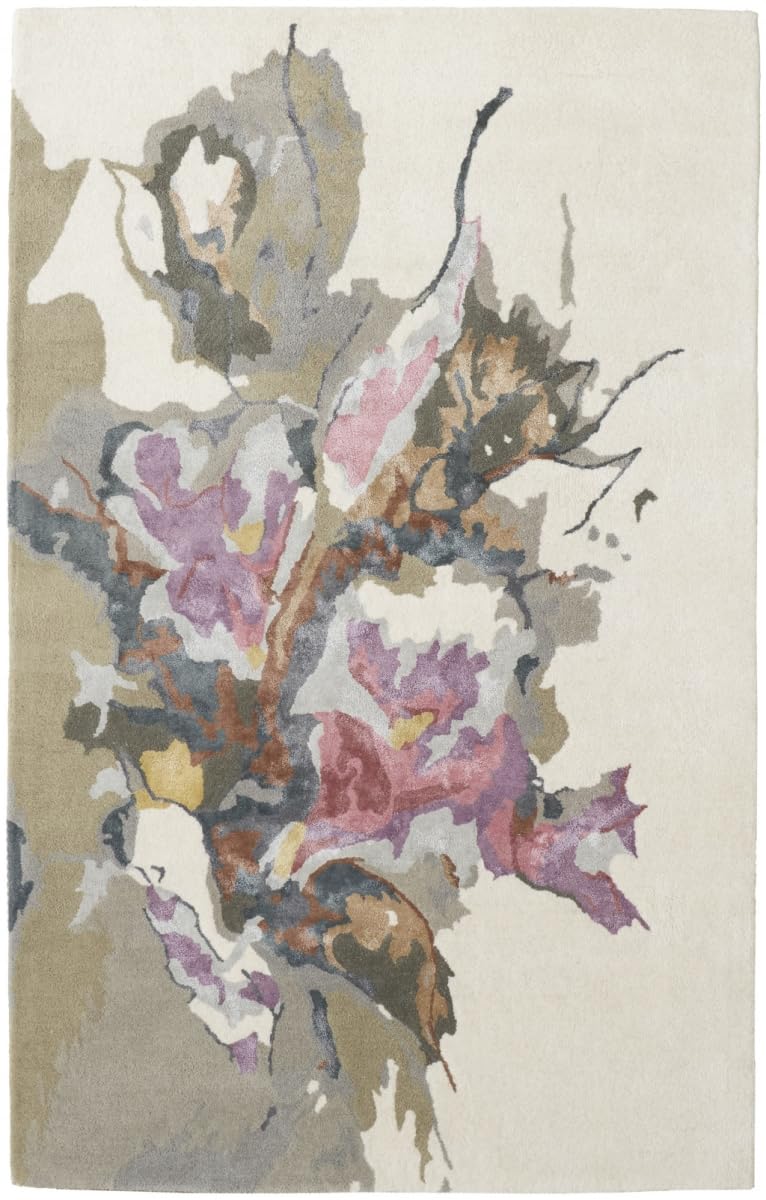 HomeRoots 513374 9 x 12 ft. Purple Pink & Green Wool Floral Hand Tufted Handmade Rectangle Area Rug