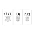 3 Piece Inspirational Wall Art White Motivational Mindset Picture, Quote Grace Joy Peace Canvas Print for Christian Gifts, Tript
