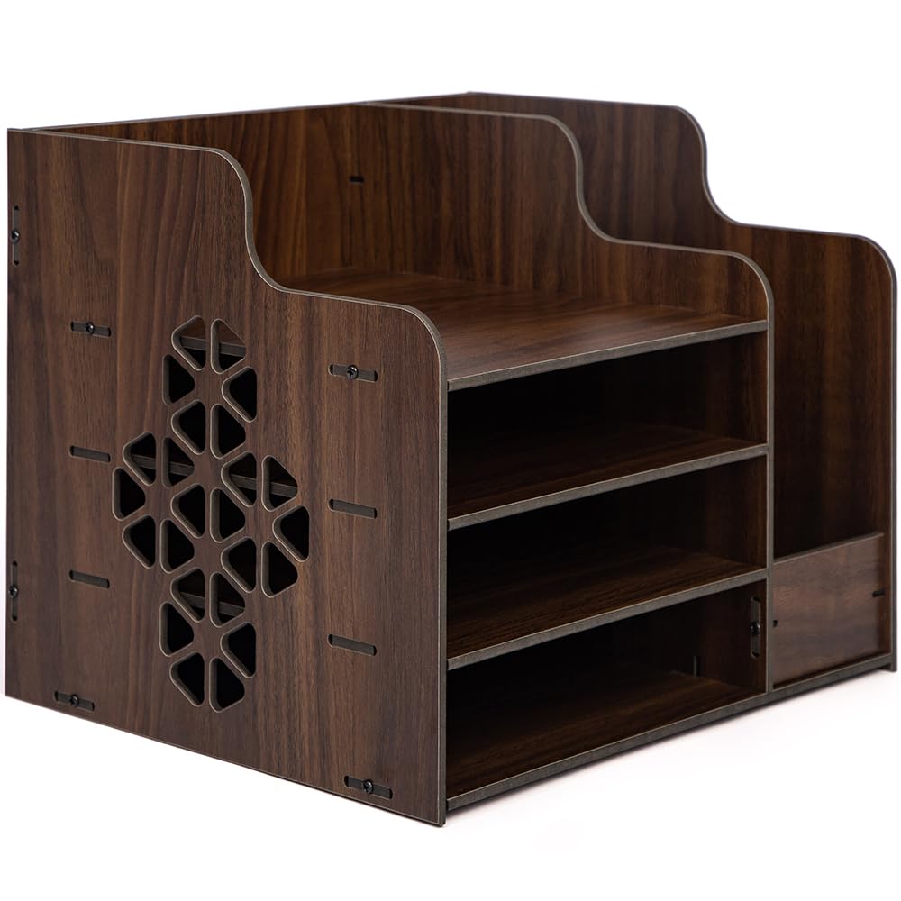 Compactstone Desk Organizers Wooden Desk Organizer Home Office Art Supplies Organizer Multifunctional Easy To Assemble (Heavy Cd