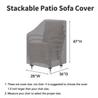 Easy-Going Stackable Patio Chair Cover Uv Resistant Outdoor Chair Cover Waterproof Lawn Patio Furniture Covers Fits For 4-6 Stackable Dining Chairs (2 Pack-28Wx36Dx47H Inch, Grey)