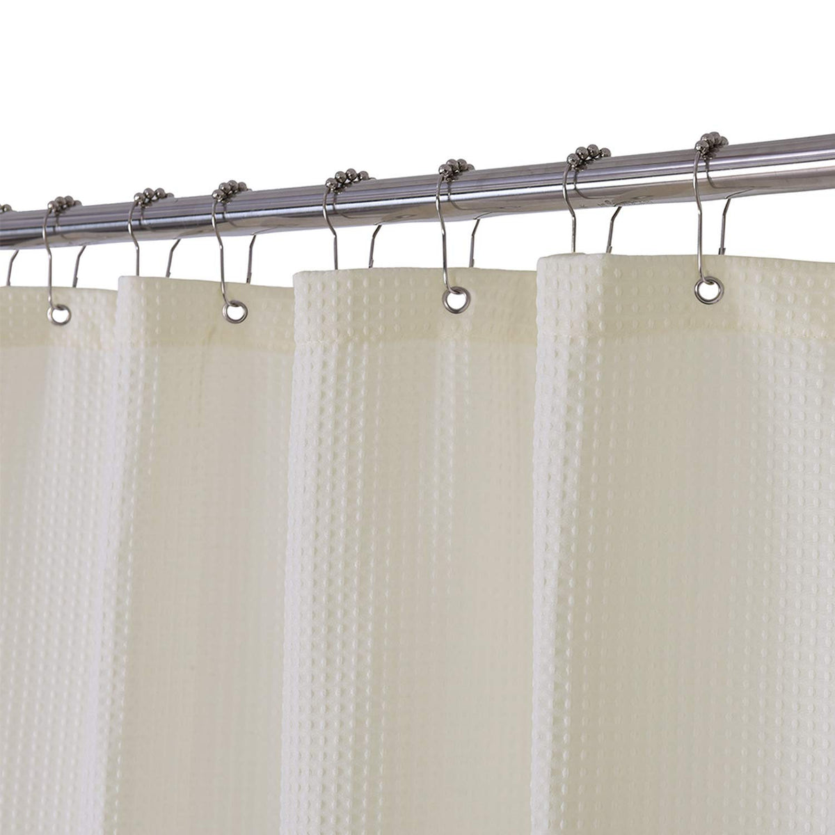 Barossa Design Extra Long Fabric Waffle Weave Shower Curtain 84 Inch Height, Hotel Luxury Spa, Water Repellent, 230Gsm Heavy Dut