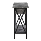 Convenience Concepts Tucson Flip Top End Table with Charging Station and Shelf, 23.75"L x 11.25"W x 24"H, Gray Marble/Black