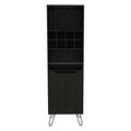 DEPOT E-SHOP Zamna H Bar Double Door Cabinet, 8 Built-in Wine Rack, 4 Legs, 4 Shelves, Black
