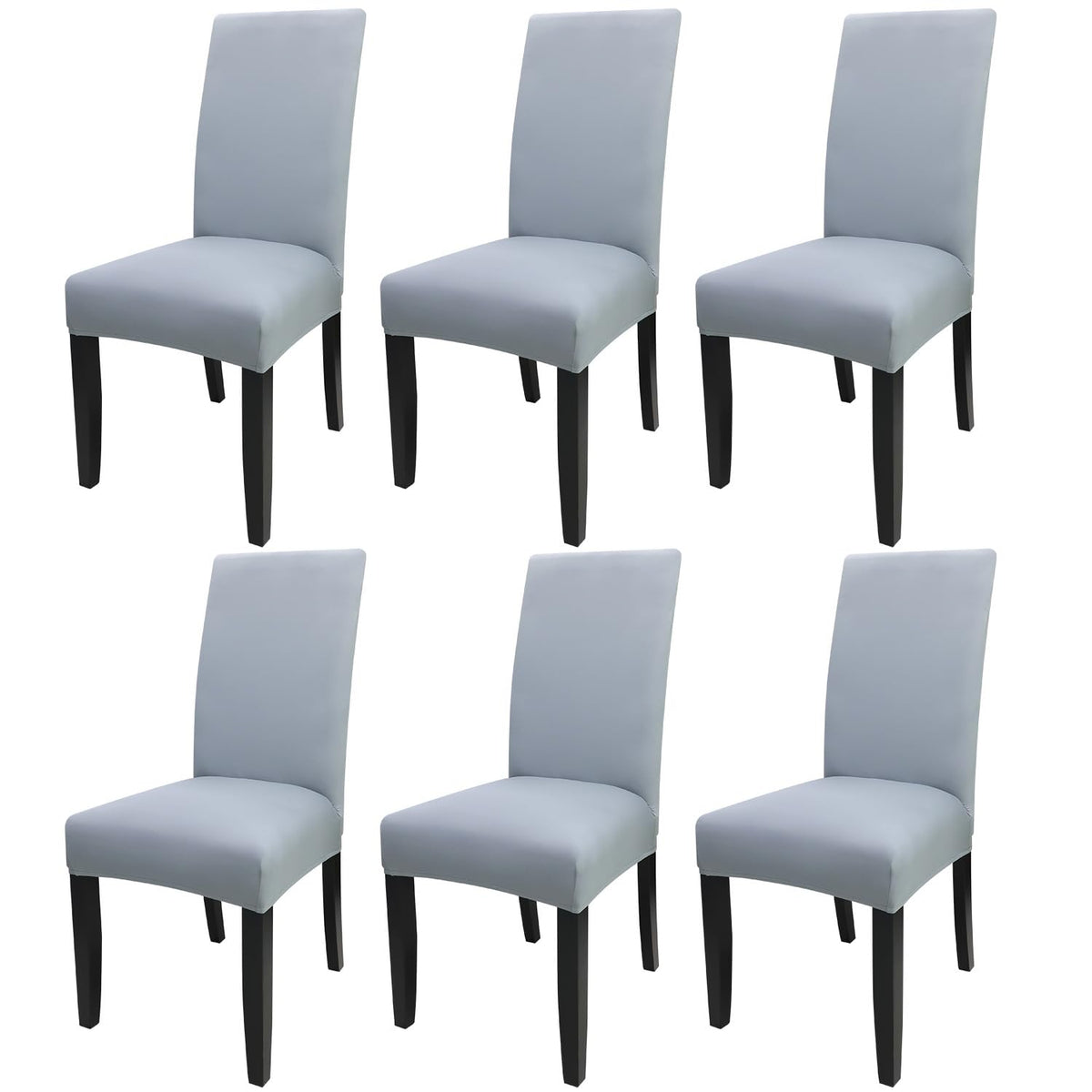 Jqinhome 6 Pcs Dining Chair Slipcover,High Stretch Removable Washable Chair Seat Protector Cover For Home Party Hotel Wedding Ceremony(Light Grey)