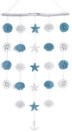 SOMTO Beach Seashell Wall Hanging Decor,Ocean Boho Farmhouse Rustic Coastal Themed Decorations for Home | Shells Starfish and An