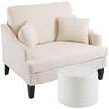 Bezseller Oversized Accent Chair With Ottoman - 33.5' Wide Seat Comfy Armchair With 2 Pillows, Upholstered Big Reading Chair, M