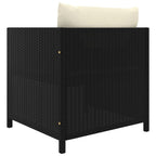 vidaXL Outdoor Patio Sofa with Cushions - Stylish & Functional Black Poly Rattan Garden Seat with Removable Cream White Cushions, Weather-Resistant & Lightweight