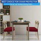 Buyue Fast Installation Dining Room Chair Covers Set Of 4, Luxury Stretch Jacquard Seat Slipcovers For Kitchen Armless Chairs, Rear Gapped- Burgundy- 4