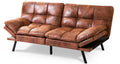 Opoiar Leather Futon Sofa Bed,Convertible Memory Foam Couch Bed,Futon Sets Daybed with Mattress Included,Folding Modern Sleeper 