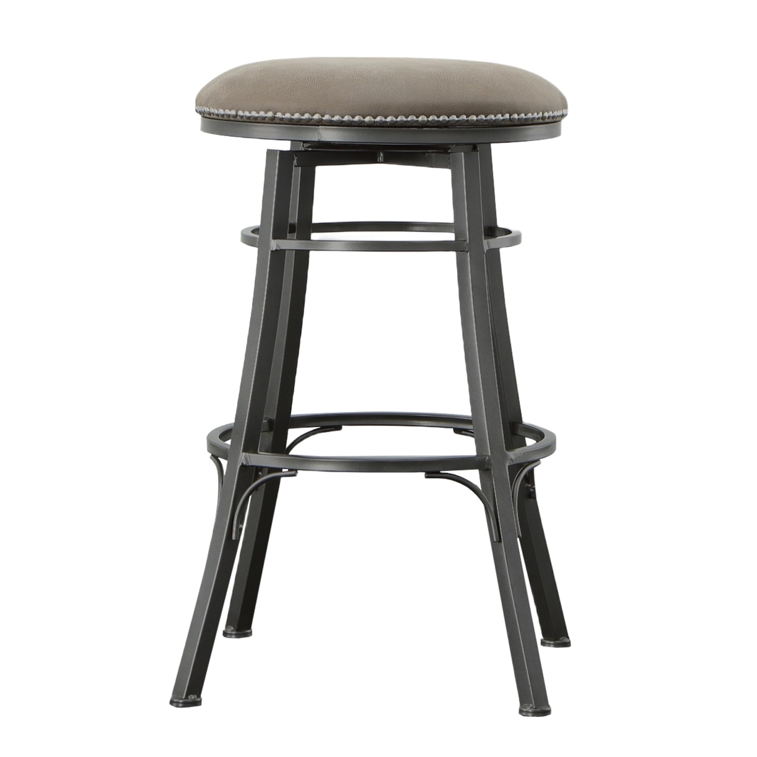 Steve Silver Co Bali Backless Swivel Bar Chair, 30" Seat Height, Backless, Upholstered 360° Swivel Seat, Steel Frame, Counter Height Bar Stools, 18" D x 18" W x 30" H, Grey