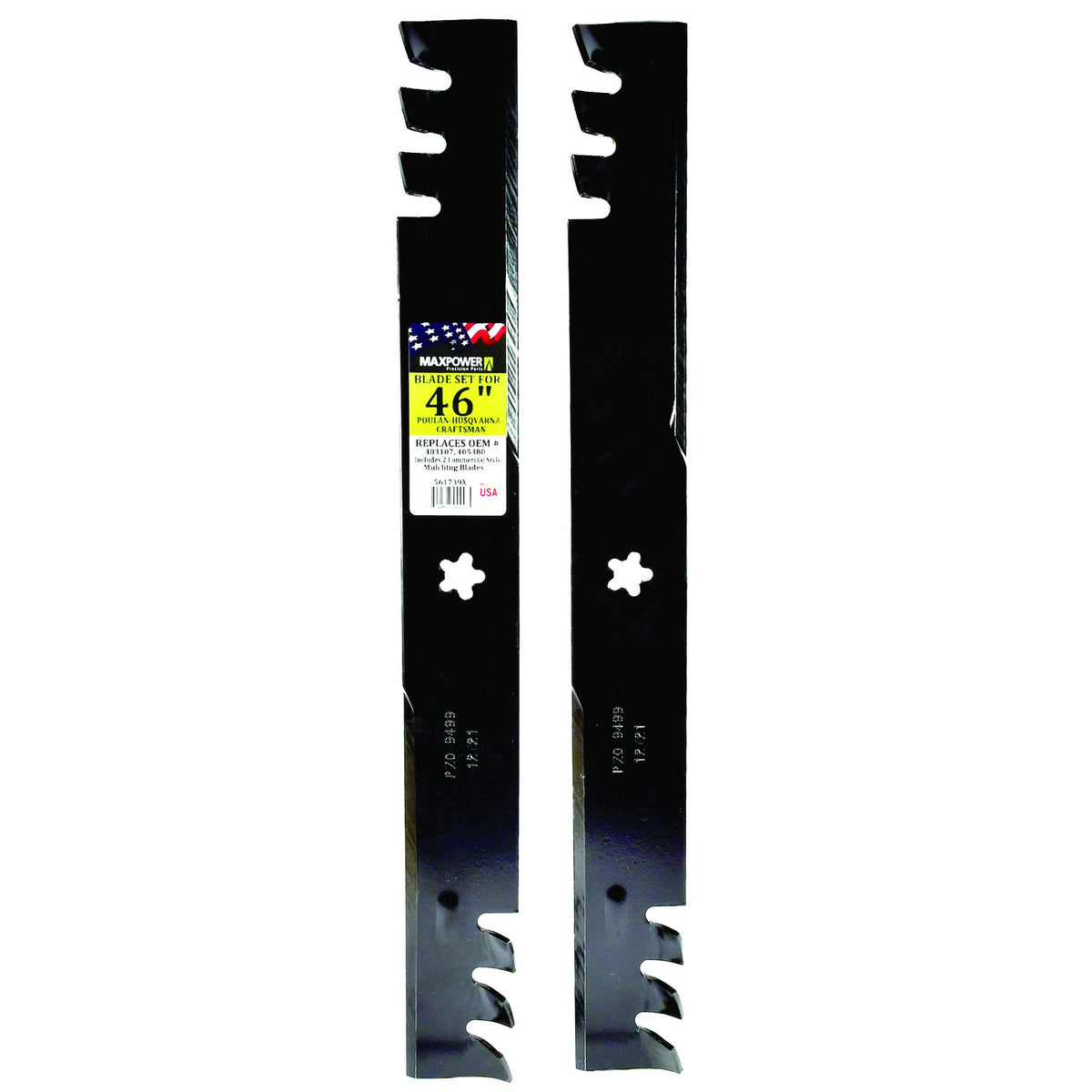 Maxpower 561739Xb Commercial Mulching 2-Blade Set For Many 46 In. Craftsman, Husqvarna, Poulan Mowers, Replaces Oem #'S 403107,