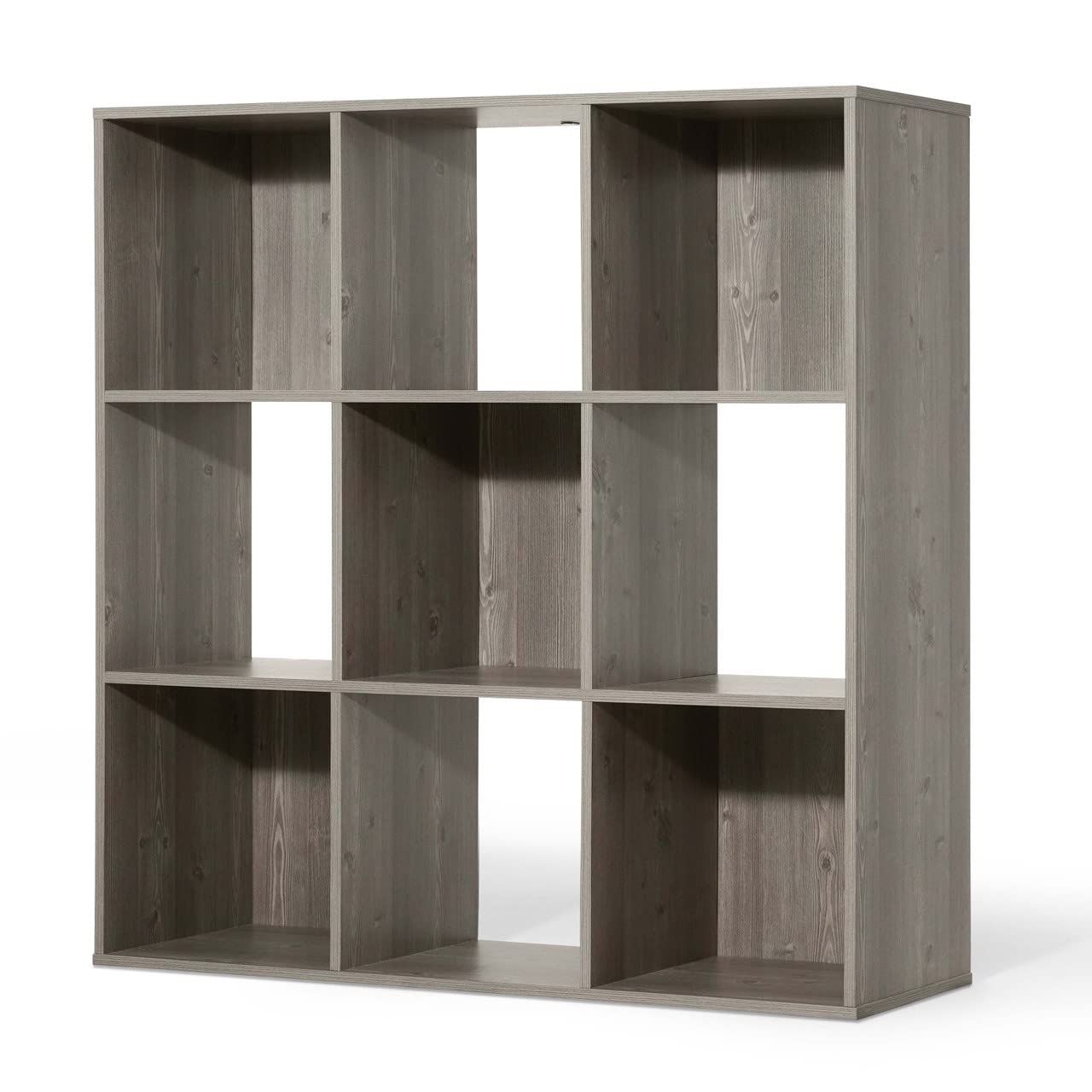 Caphaus Sturdy Room 11-Inch Cube Storage Organizer Shelf, With Thick Exterior Edge, Shelf Divider W/Back, Bookcase, 6-Cube / 8-Cube 9-Cube, Colors Available In Rustic Grey Oak And White
