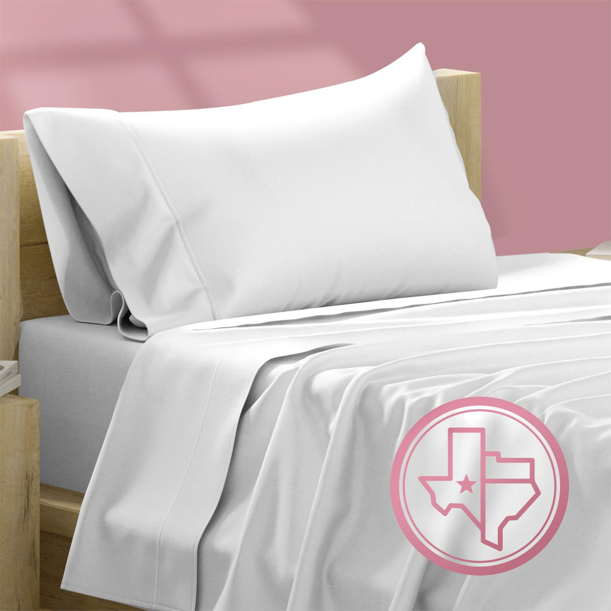 Texas Linen Co. Luxury Egyptian Cotton Twin Sheet Set - 800 Thread Count 3 Pc White Egyptian Cotton Sheets For Twin Size Bed, Ex