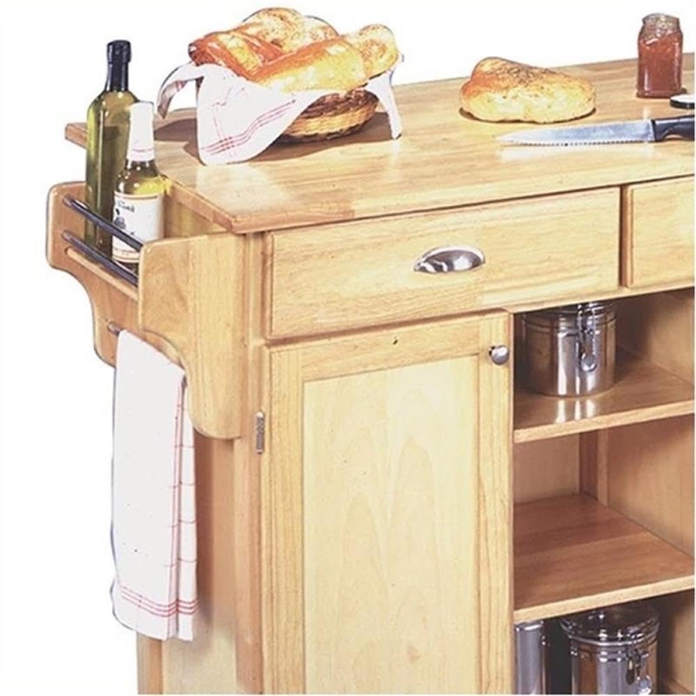 Bowery Hill 2-Drawer And 4-Shelf Wood Kitchen Cart In Natural