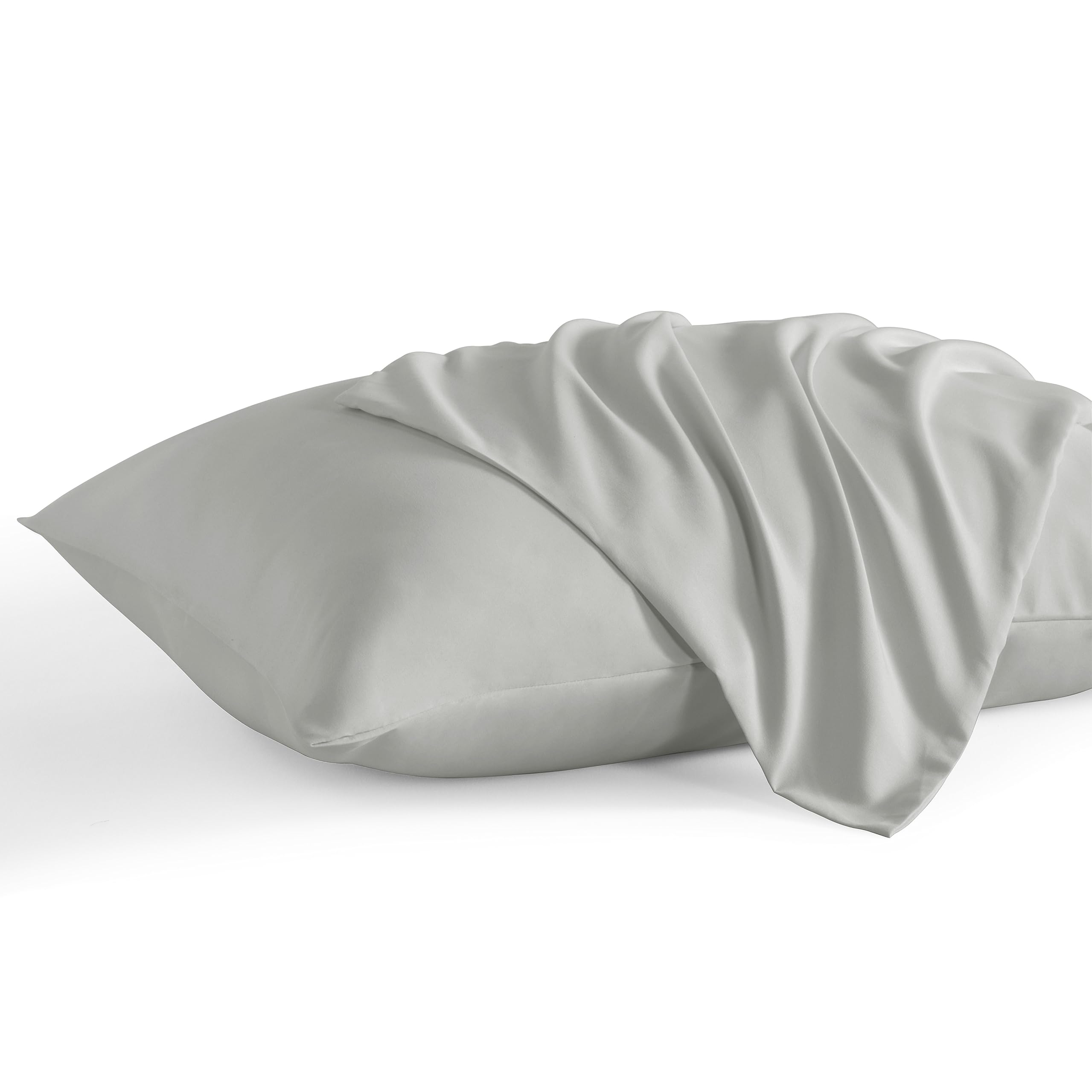 Ntbay Queen Pillow Cases Set Of 2, 2 Pack Brushed Microfiber 20X30 Pillow Cases, Soft, Wrinkle, Fade, Stain Resistant Light Grey