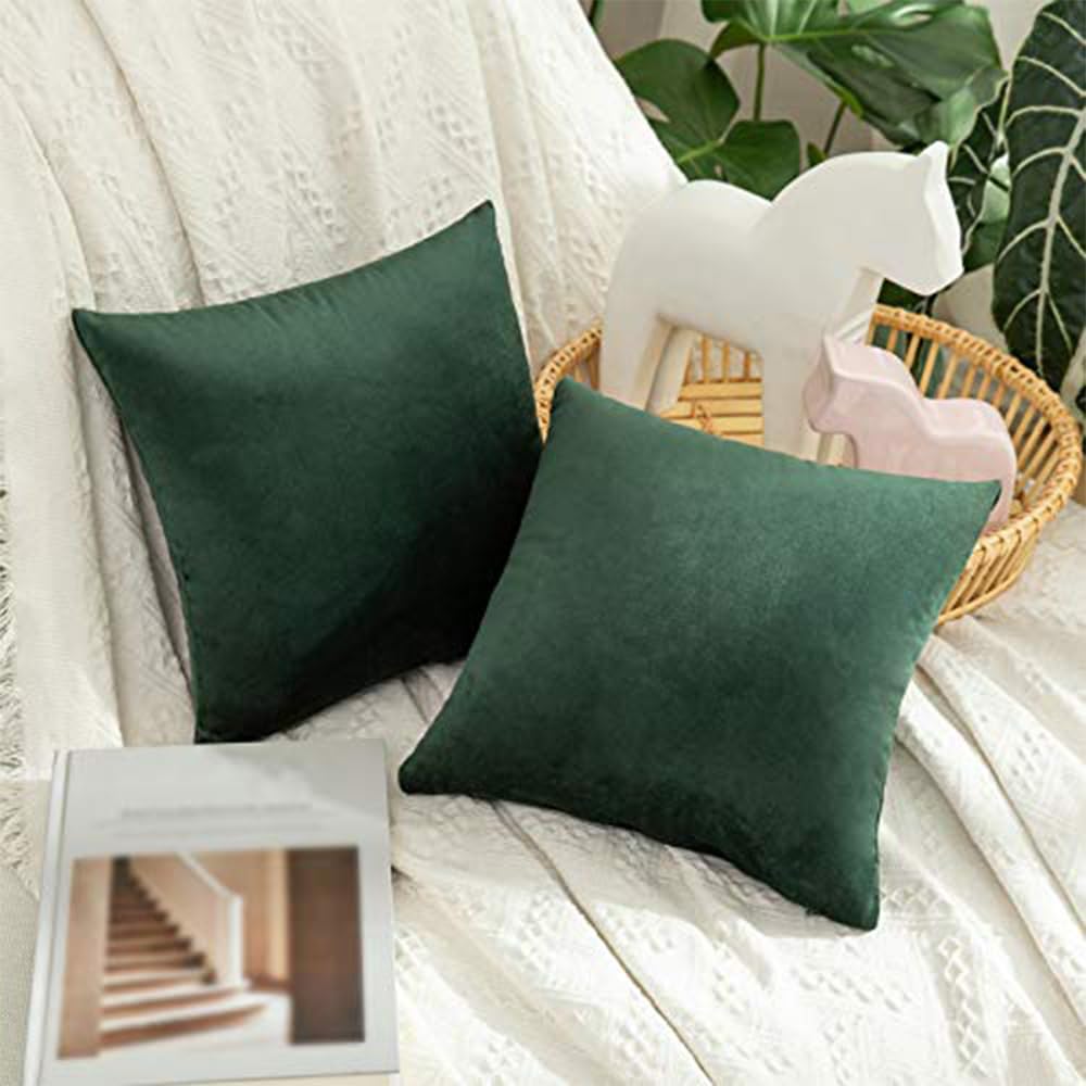 Miulee Pack Of 2 Velvet Pillow Covers Decorative Square Pillowcase Soft Solid Cushion Case For Spring Decor Sofa Bedroom Car 12X