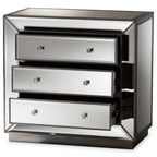 Baxton Studio Edeline Hollywood 3-Drawer Chest MDF/Silver Mirrored/Glam